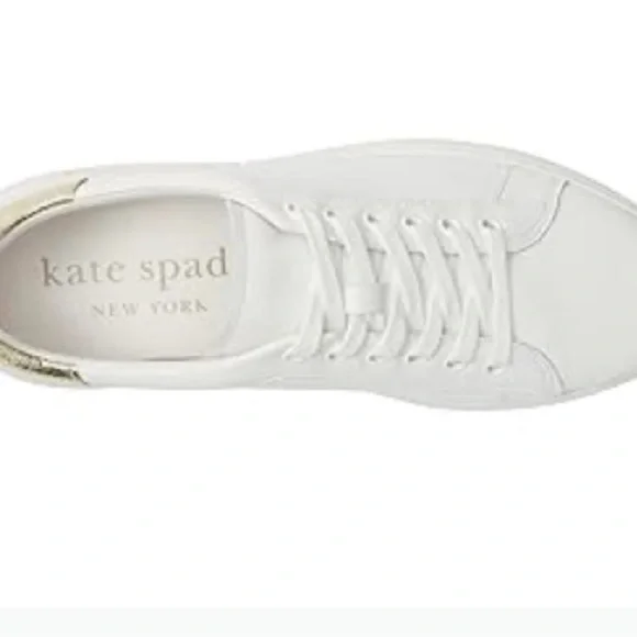 NWT KATE SPADE LIFT OPTIC WHITE WITH GOLD SNEAKER SIZE 7.5 - Picture 6 of 12